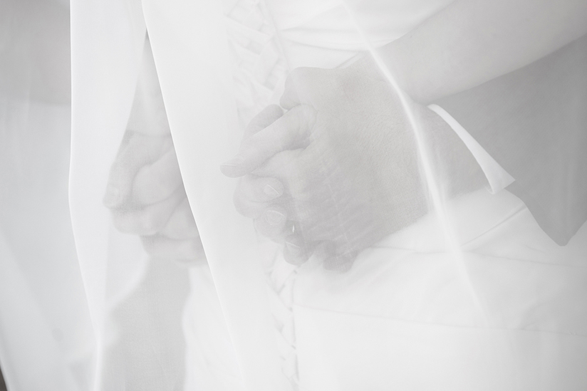 Bride & Groom Clasping Hands at the Payson LDS Temple