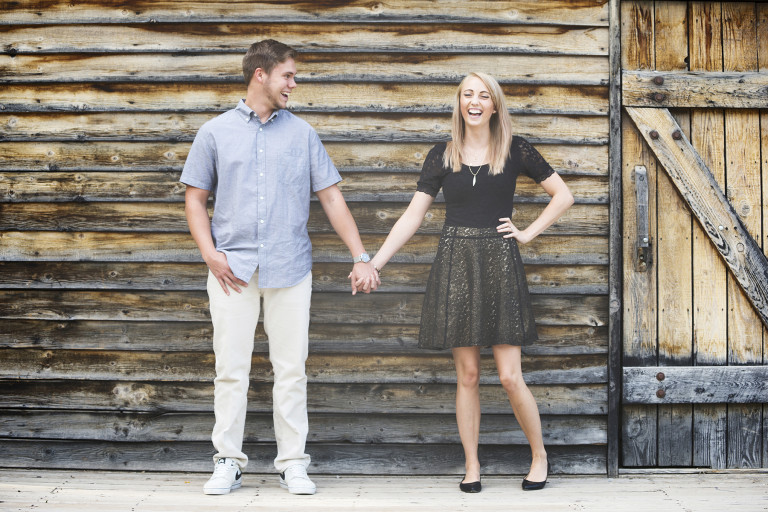 Utah Engagement Pictures holding hands laugh smile