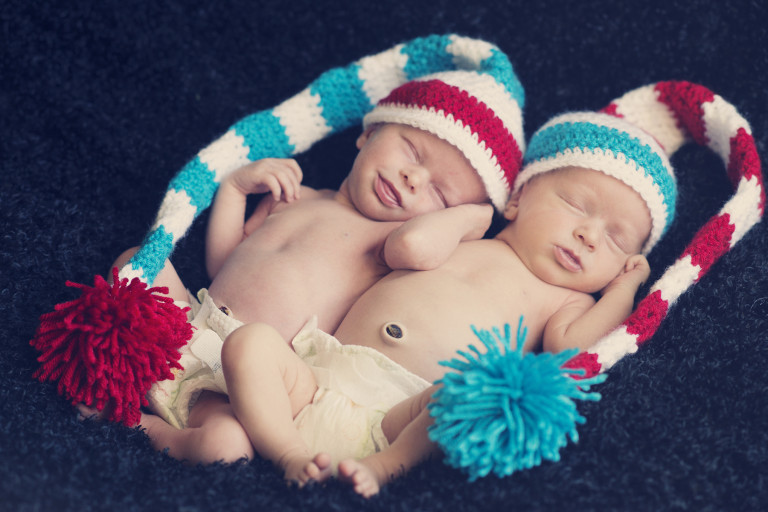 Newborn Pictures cute twins hats