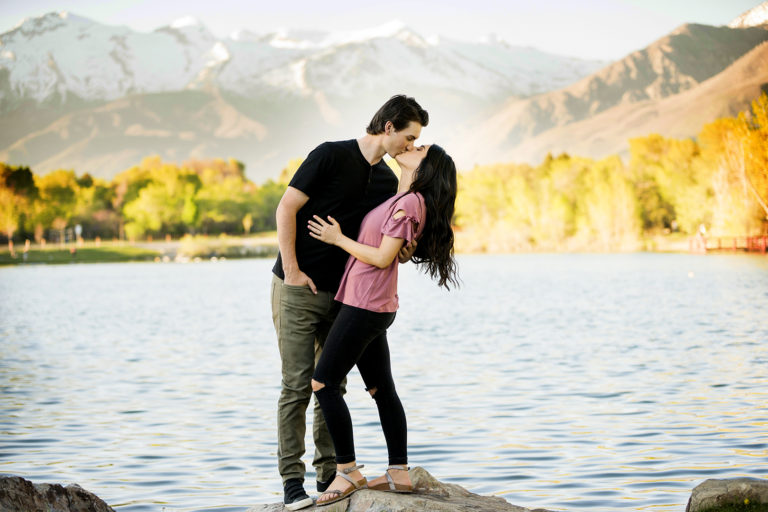 Engagement Kiss by Lake